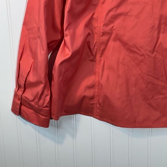 Chico’s No Iron Jacket Women’s 3 X-Large Coral Button Front Long Sleeve VNeck - Picture 10 of 12